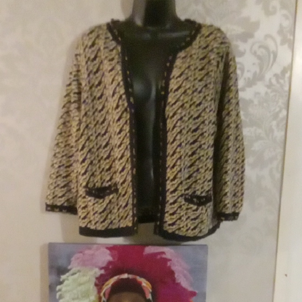 Breckenridge Women's Woven Blazer in Black and Gold